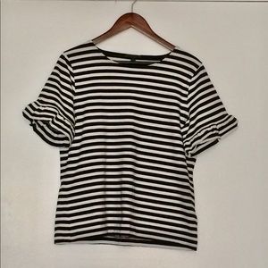 J Crew ruffle sleeve classic stripe top